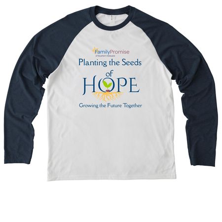 Planting Seeds of Hope, a Rebel Blue/ Bright White Allmade Eco Triblend Colorblock Raglan Long Sleeve Tee