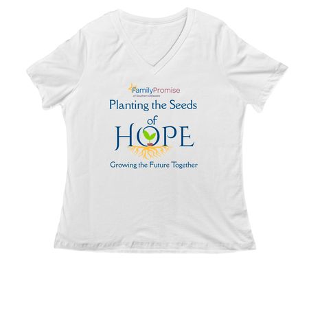 Planting Seeds of Hope, a White Women's Relaxed V-Neck Tee
