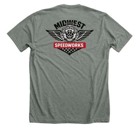 Midwest "Crane might work", a Deep Heather Premium Unisex Tee (back-view)