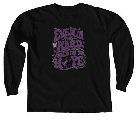 Hold On To Hope, a Black Comfort Colors Long Sleeve Tee
