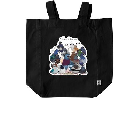 I love pigeon tote, a Black Recycled Cotton Tote Bag