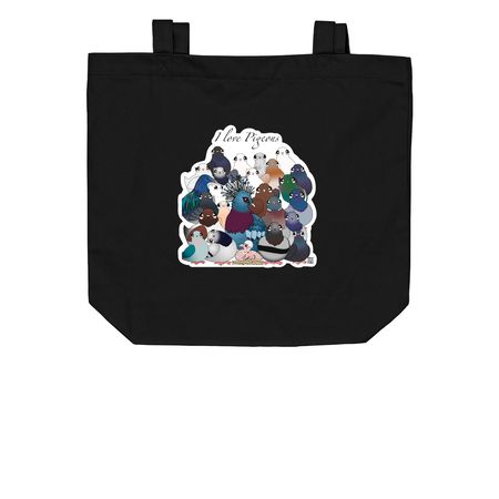 I love pigeon tote, a Black Organic Cotton Tote Bag