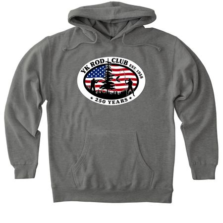 YK Rod Club, a Gunmetal Heather Heavyweight Pullover Hoodie