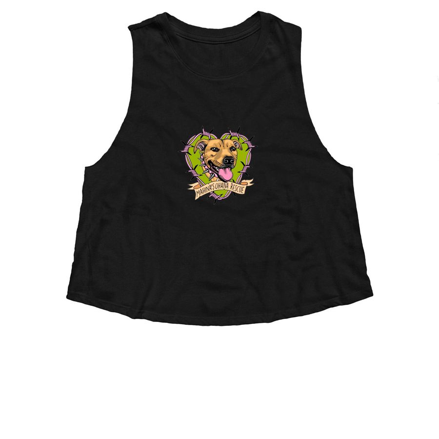 Women's ?Mahina?s Ohana Rescue? logo tanks, a Solid Black Blend Women?s Cropped Racerback Tank