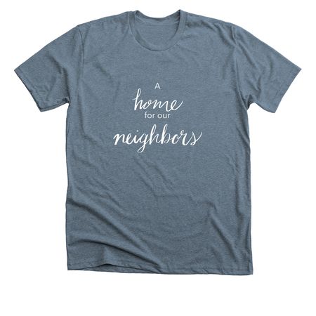 Let us Build a House: Jeremiah Community, a Heather Slate Premium Unisex Tee