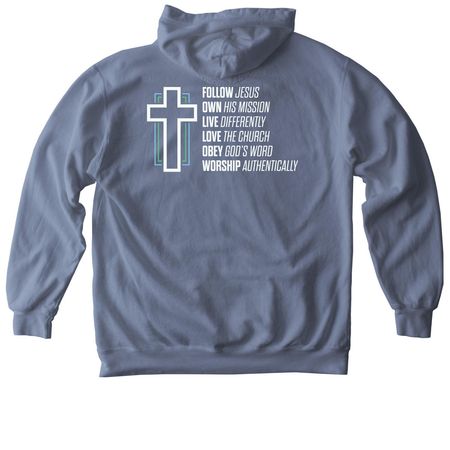 Sweatshirts/Hoodies, a Blue Jean Comfort Colors Pullover Hoodie (back-view)
