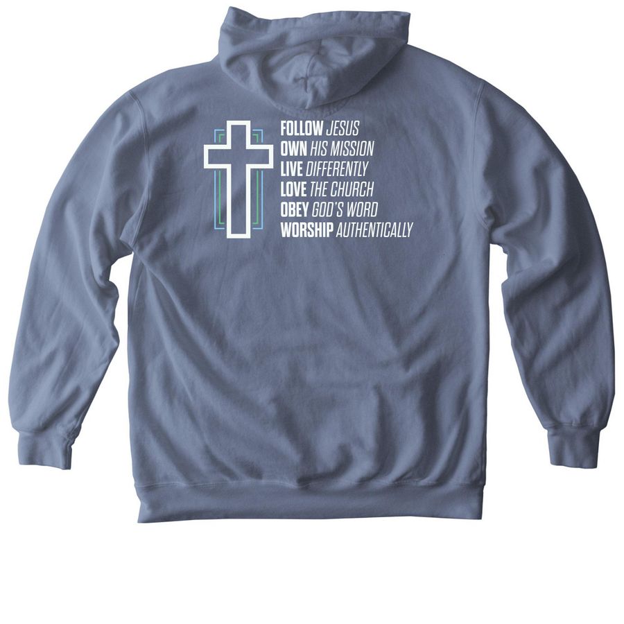 Sweatshirts/Hoodies, a Blue Jean Comfort Colors Pullover Hoodie (back-view)