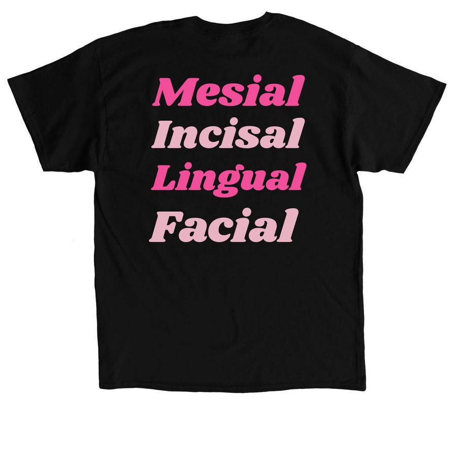 Mesial Incisal Lingual Facial, a Black Classic Unisex Tee (back-view)