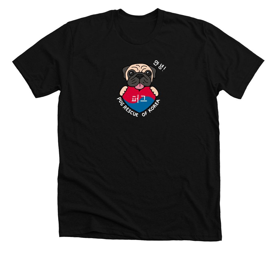 Pug Rescue of Korea Sarang by Pugnacious Pins, a Solid Black Blend Premium Unisex Tee
