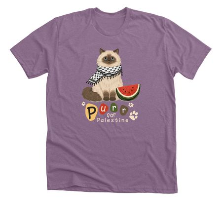 Purr for Palestine ??, a Heather Purple Premium Unisex Tee