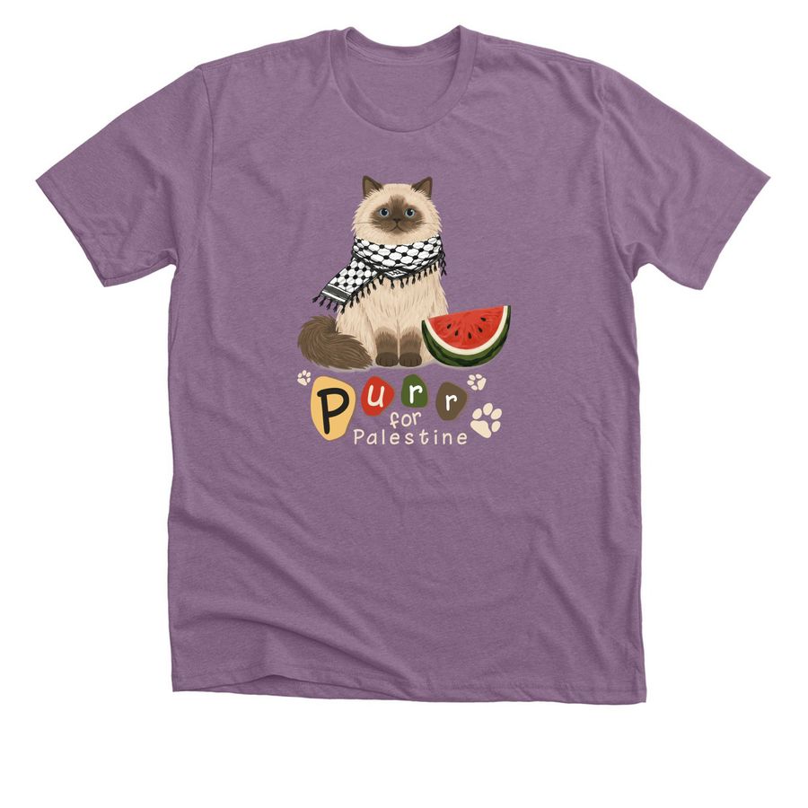 Purr for Palestine ??, a Heather Purple Premium Unisex Tee