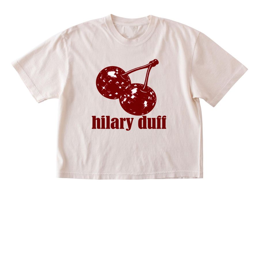 Hilary Duff Disco Cherry Shirt, a Ivory Comfort Colors Boxy Tee
