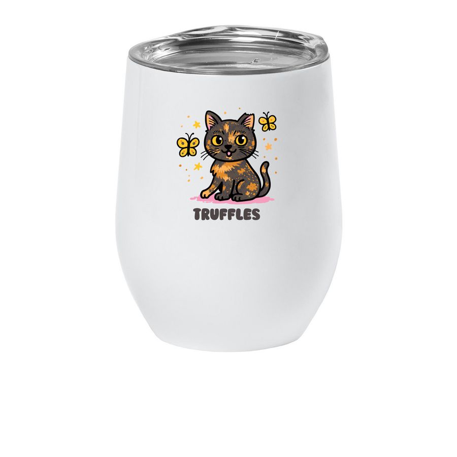 Wine Tumblers by @trufflesthetortie, a White Insulated Wine Cup