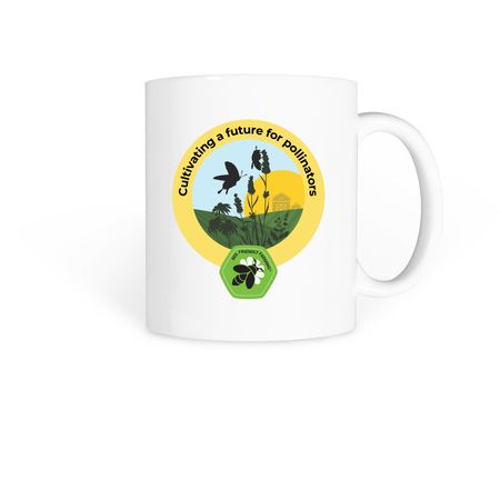 Bee Friendly Farming Tagline Mug, a White Coffee Mug