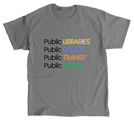 PUBLIC, a Charcoal Classic Unisex Tee
