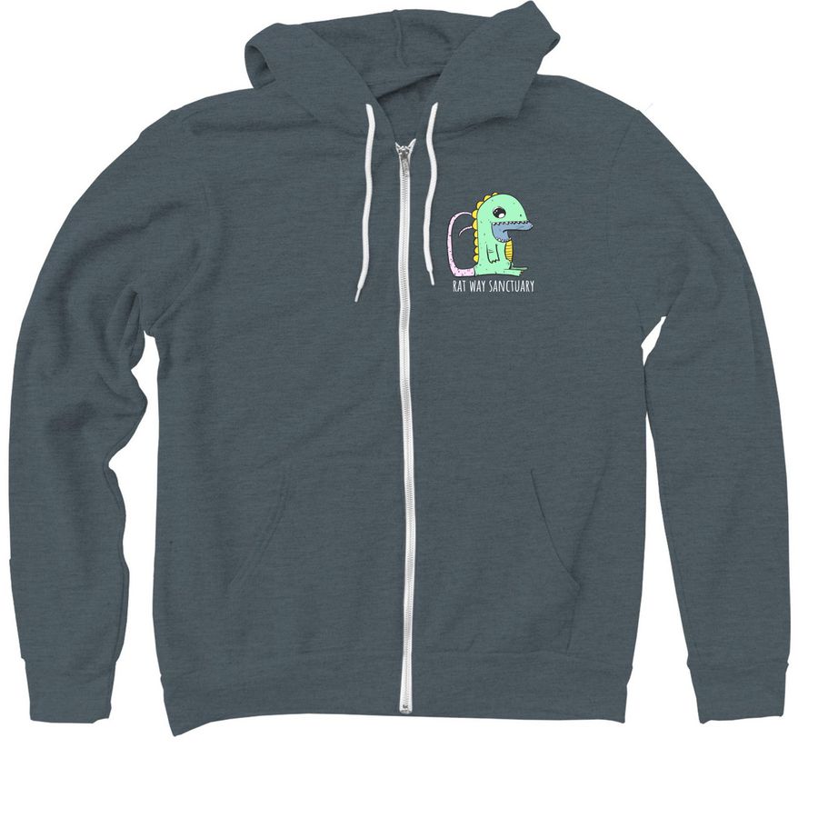 Dino Rat Zip Hoodie, a Heather Slate Zip Up Hoodie