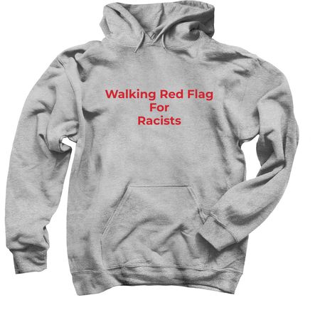 Red Flag for Racist (red), a Sport Grey Pullover Hoodie