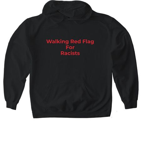 Red Flag for Racist (red), a Black Gildan Softstyle Pullover Hoodie