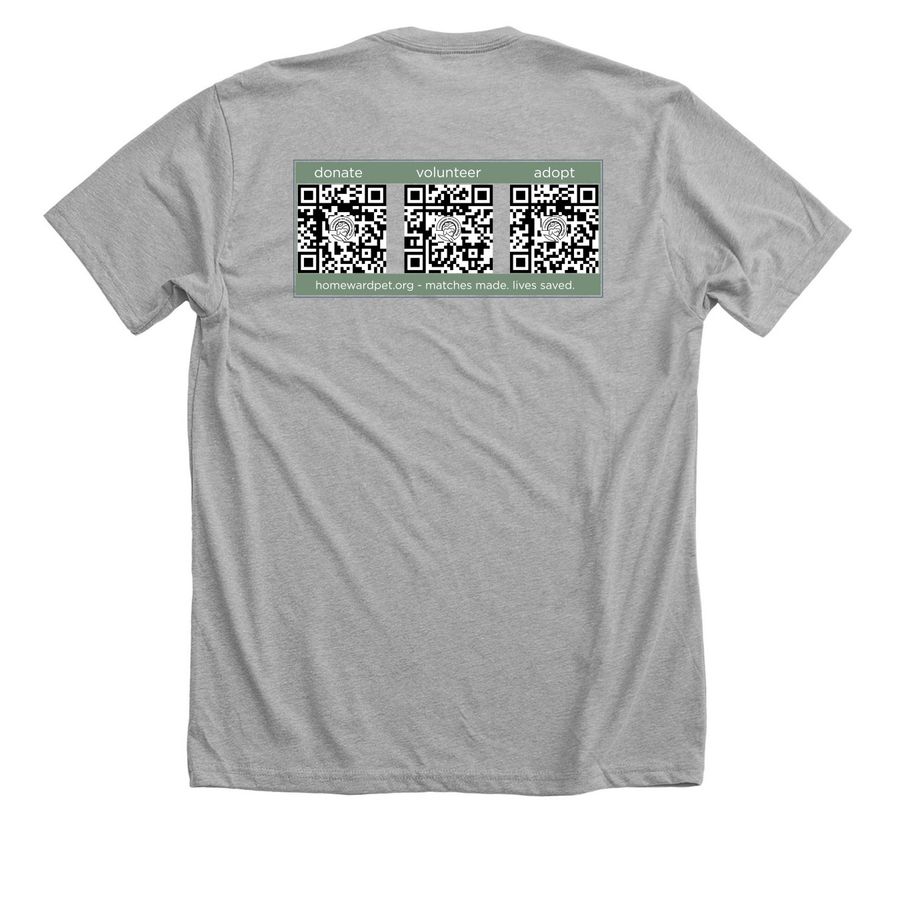 Donate Volunteer Adopt, a Athletic Heather Premium Unisex Tee (back-view)