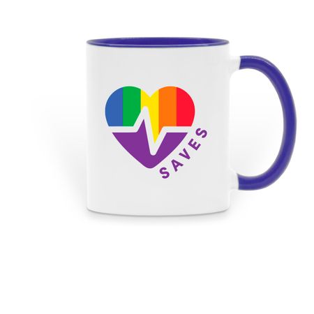LGBTQ SAVES Mug, a Dark Blue Two-Tone Ceramic Mug