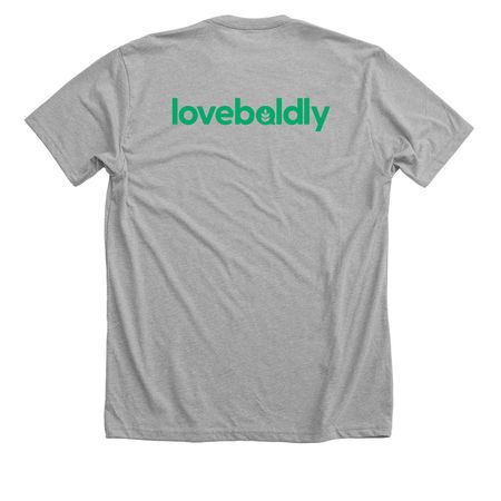 Love is More Powerful, a Athletic Heather Premium Unisex Tee (back-view)