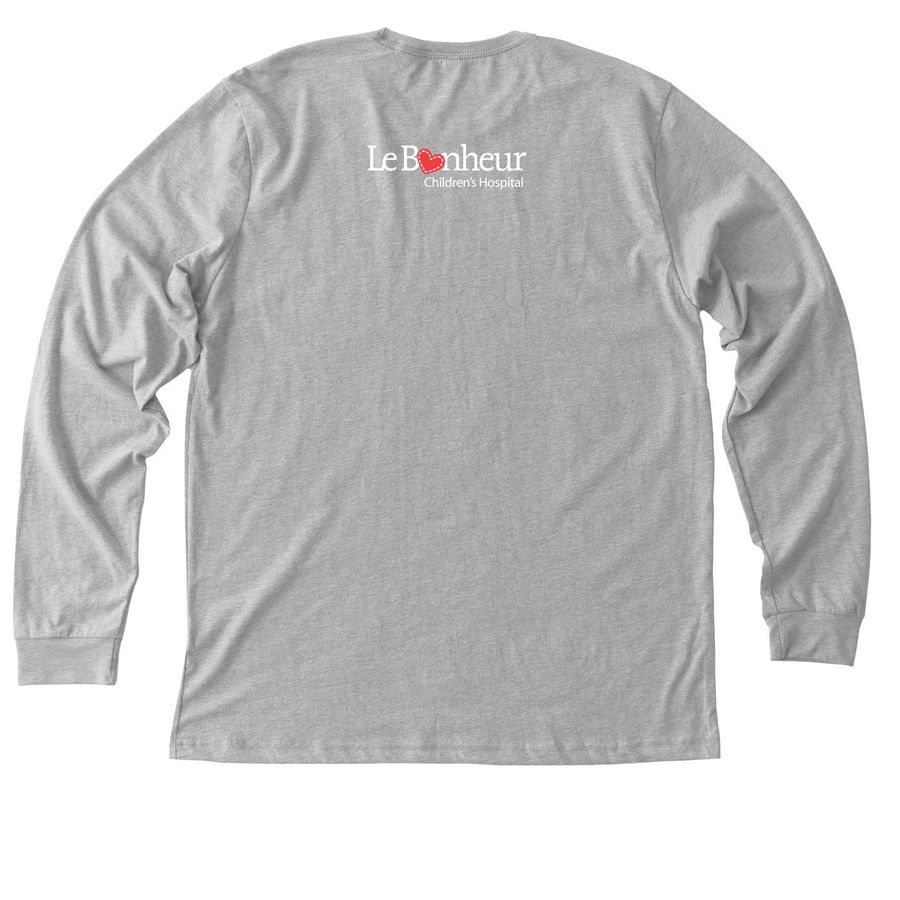 Le Bonheur Caring for Little Hearts, a Athletic Heather Premium Long Sleeve Tee (back-view)