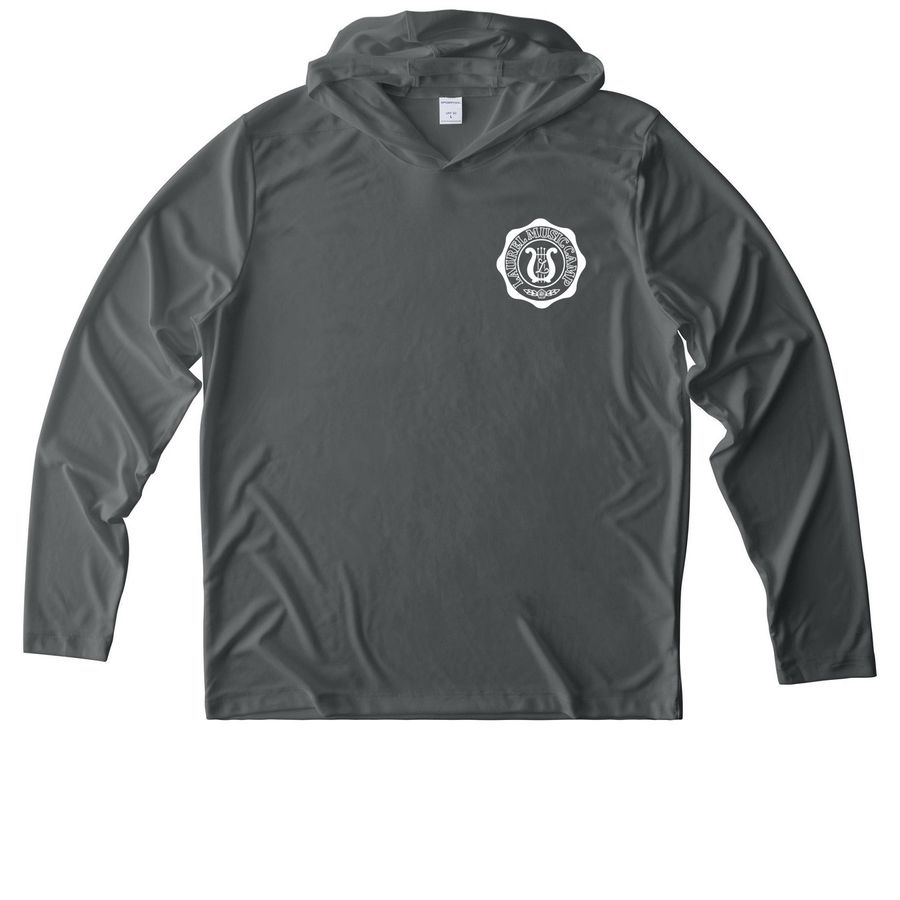 Premium Apparel Merch for LMC, a Dark Smoke Grey UV Performance Long Sleeve Hoodie