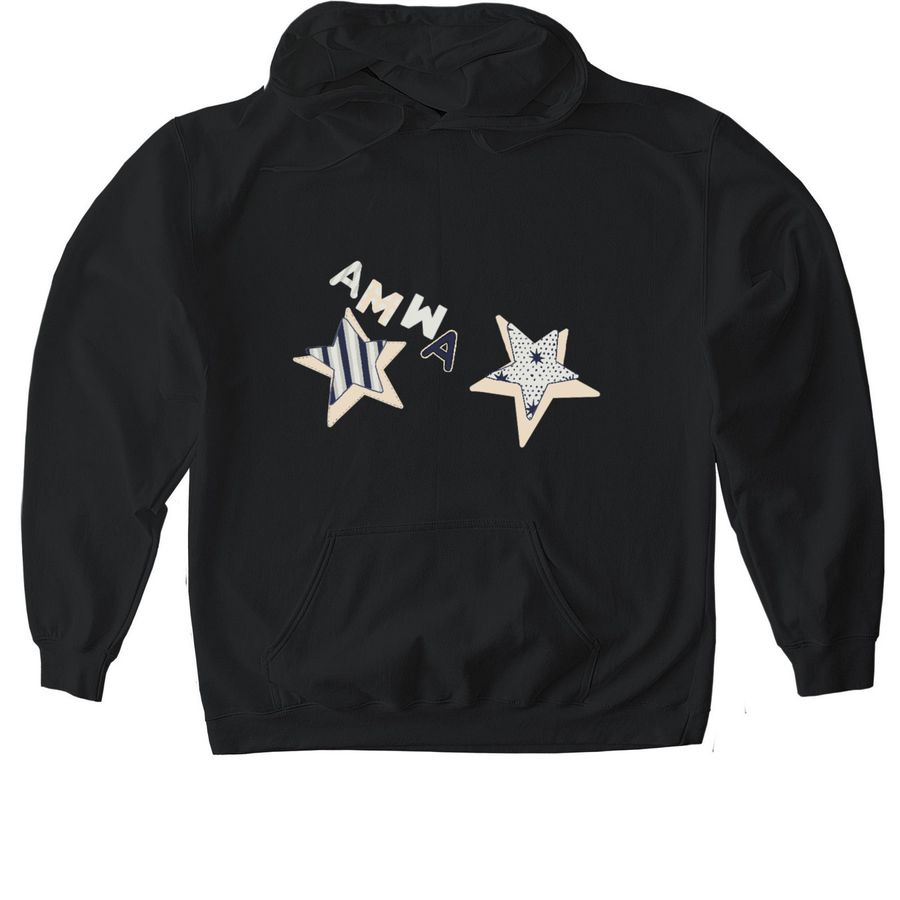 AMWA stars, a Black Gildan Softstyle Pullover Hoodie