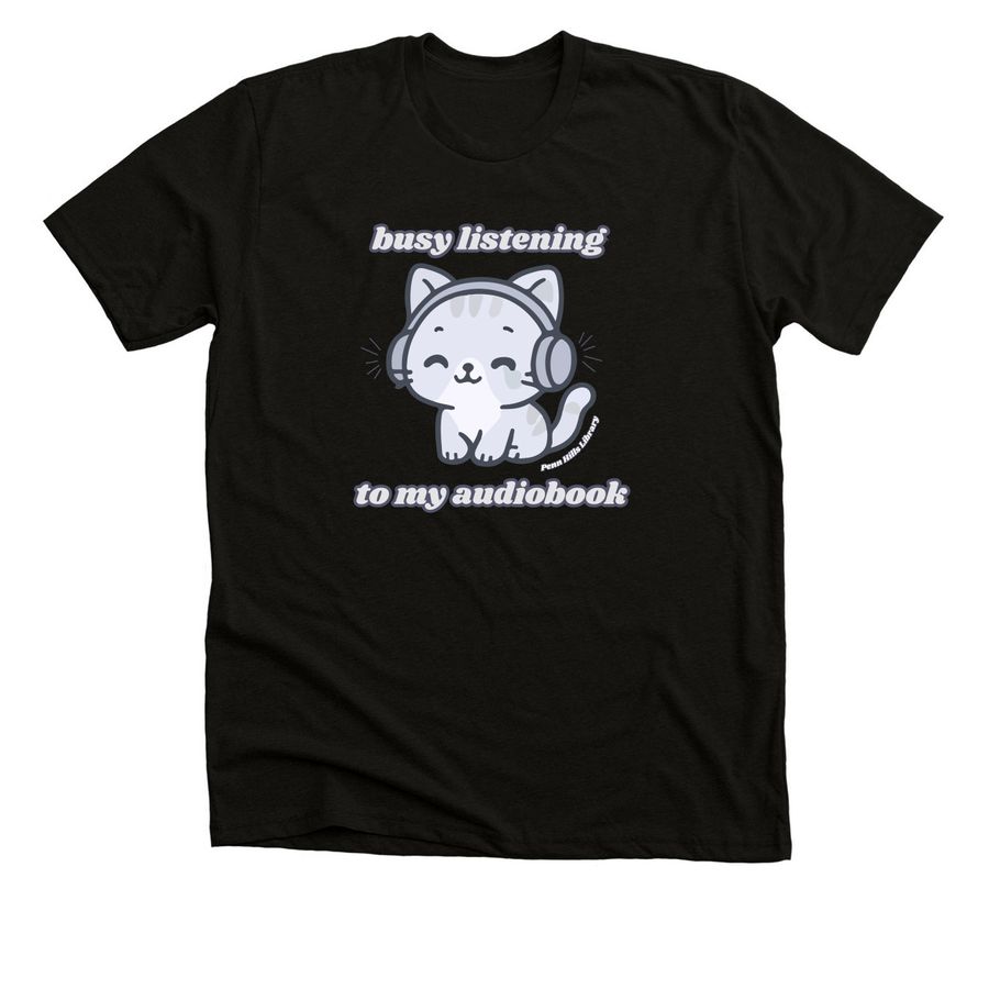 Busy Listening to My Audiobook, a Black Heather Premium Unisex Tee