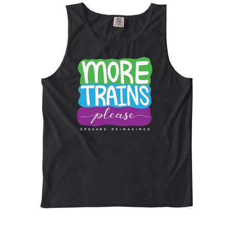 More Trains, Please, a Black Comfort Colors Tank Top