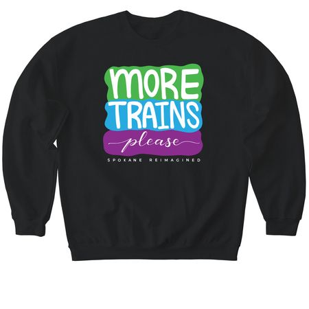 More Trains, Please, a Black Softstyle Crewneck Sweatshirt