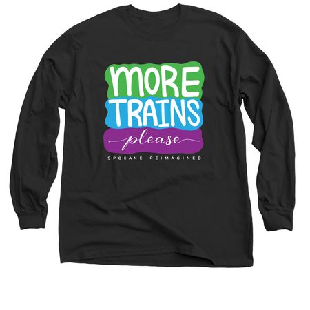 More Trains, Please, a Black Classic Long Sleeve Tee