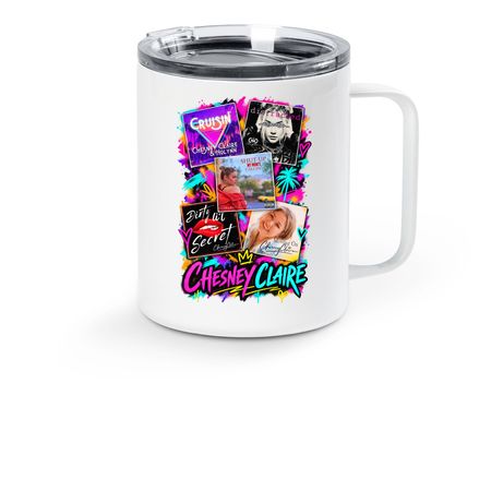 Double sided Chesney Claire Travel Mug, a White Stainless Steel Travel Mug