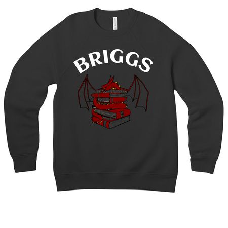 Briggs Bookwyrms, a Black Premium Raglan Crewneck Sweatshirt