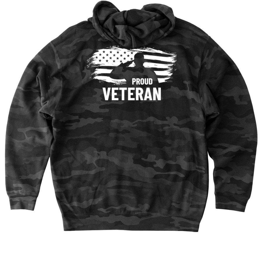 Proud Veteran - 2026 Apparel Collection, a Black Camo Heavyweight Camo Pullover Hoodie