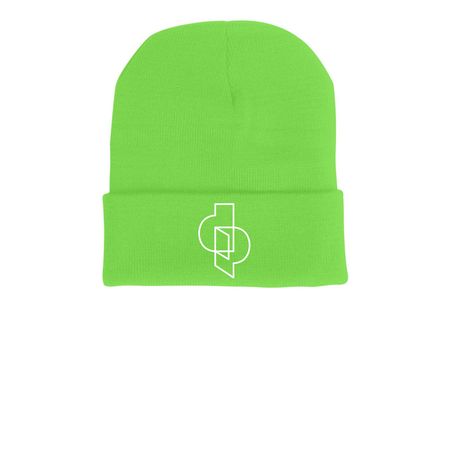 DP Beanie, a Neon Green Printed Cuffed Beanie