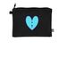 Teal Semicolon Heart Pouch, a Black 9"x7" Hemp Blend Pouch