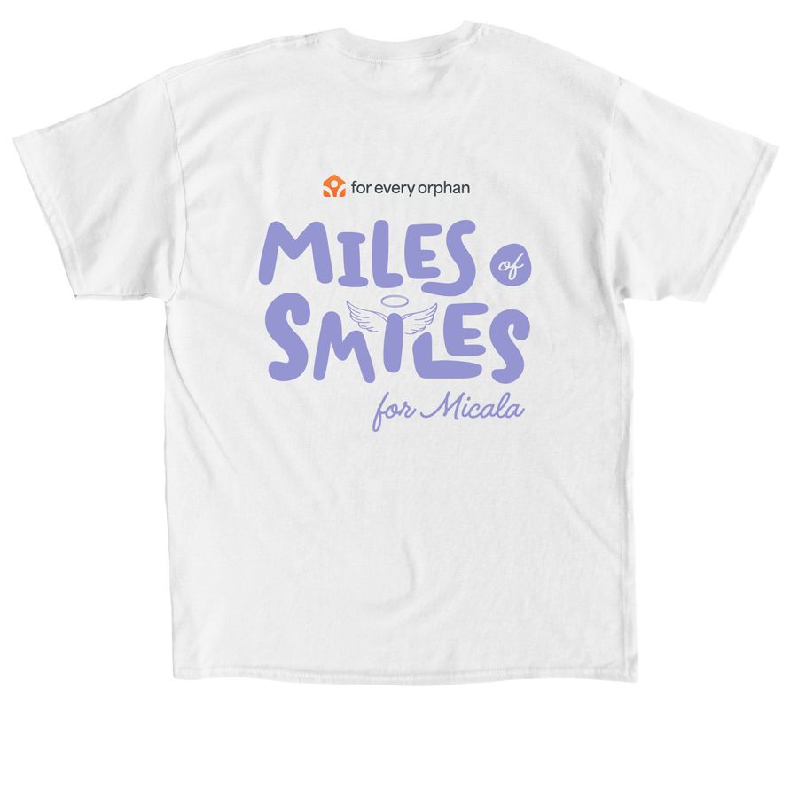 Miles of Smiles 2026 -Purple Text, a White Classic Unisex Tee (back-view)