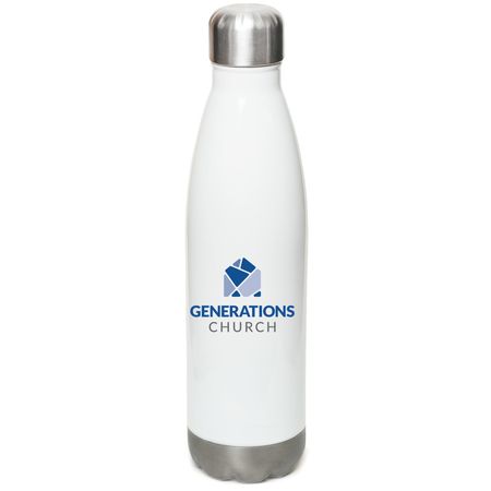 Water Bottle, a White Stainless Steel Water Bottle