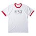 The Ringer, a White/ Red Cotton Ringer Tee