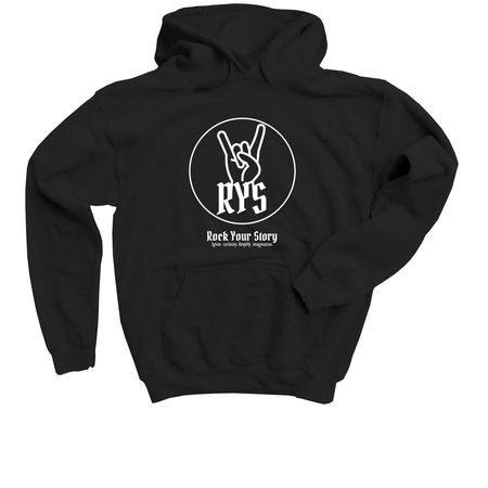 Rock Your Story Hoodie (White Logo), a Black Youth Pullover Hoodie