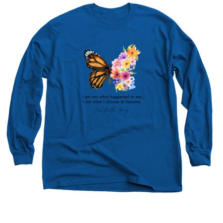 Butterfly and Flowers, a Royal Blue Classic Long Sleeve Tee