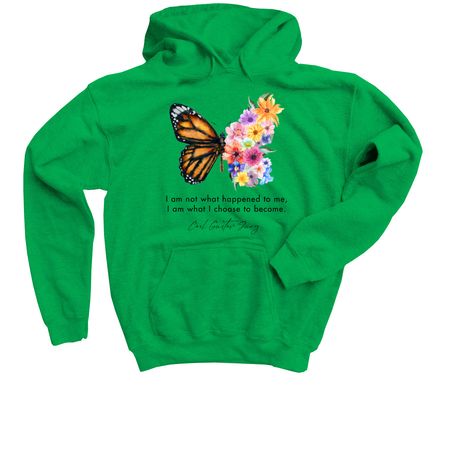 Butterfly and Flowers, a Irish Green Youth Pullover Hoodie