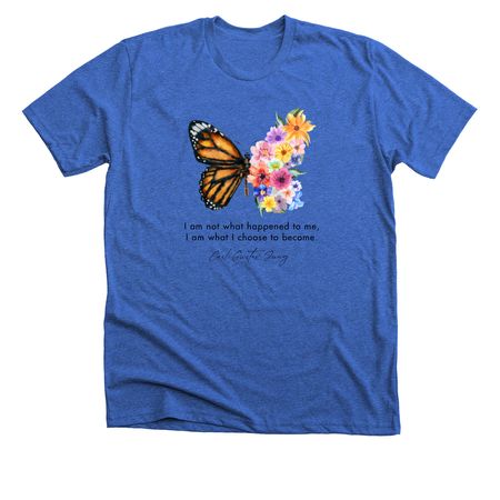 Butterfly and Flowers, a Heather True Royal Premium Unisex Tee