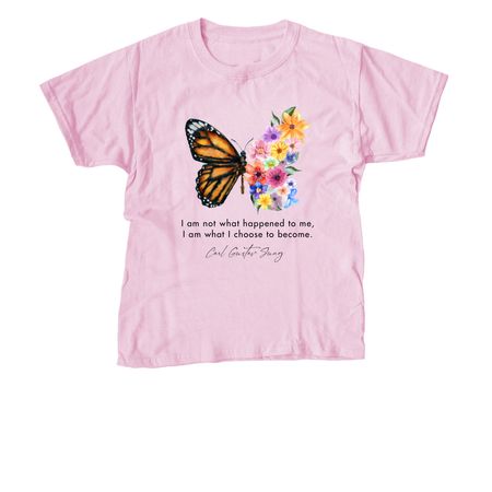 Butterfly and Flowers, a Light Pink Youth Unisex Tee