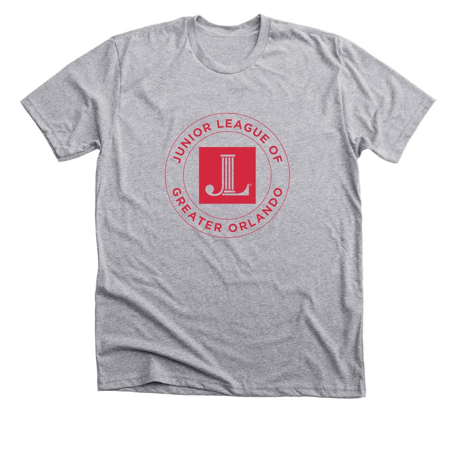 Round logo outlined&nbsp;, a Athletic Heather Premium Unisex Tee