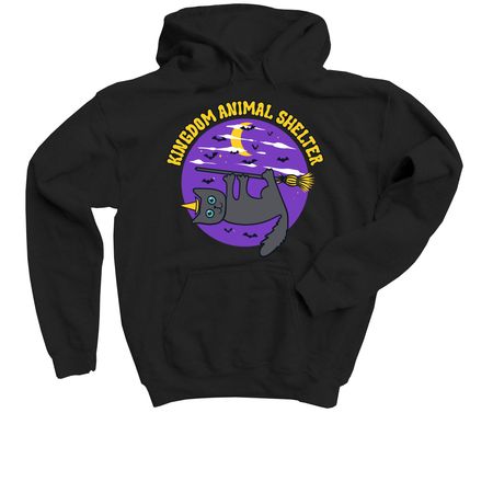 Kingdom Animal Shelter - Broom Cat, a Black Youth Pullover Hoodie
