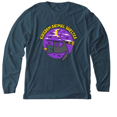 Kingdom Animal Shelter - Broom Cat, a Heather Slate Premium Long Sleeve Tee