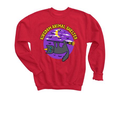 Kingdom Animal Shelter - Broom Cat, a Red Youth Crewneck Sweatshirt