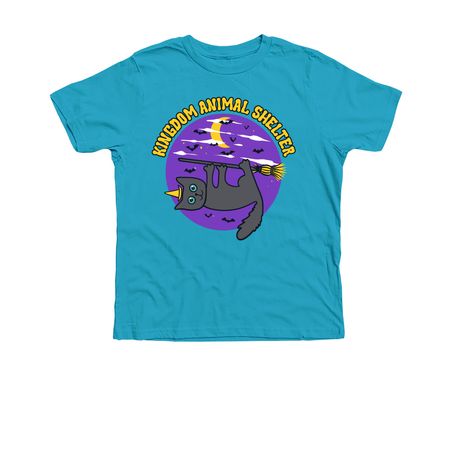 Kingdom Animal Shelter - Broom Cat, a Neon Blue Premium Youth Tee